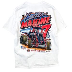 Vtg Gildan Mens Size L Critter Malone Racing Graphic T-Shirt
